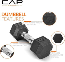 Load image into Gallery viewer, CAP Barbell 100 lb Rubber Coated Hex Dumbbell Set with Vertical Rack, Space-Saving A-Frame Storage

