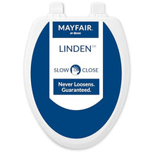 Load image into Gallery viewer, Mayfair Linden Slow Close Toilet Seat, Non Slip Heavy Duty Wood, Easy Install, Made in USA, Elongated, White, 2 Pack
