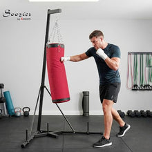 Load image into Gallery viewer, Soozier Punching Bag with Stand for Adults, 72.8"-90.9" Height Adjustable Freestanding Boxing Stand with Canvas Sandbag, Stable Triangular Base and 1" Weight Plate Storage for Home Gym MMA, Red
