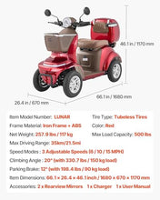Load image into Gallery viewer, VEVOR Heavy Duty 4-Wheel Mobility Scooter, Powerful 1000W Brushless Motor, 500 lbs Capacity, 21.5 Miles Long Range, All Terrain Mobility Scooter with Lockable Trunk for Seniors &amp; Adults
