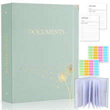 Load image into Gallery viewer, XKDOUS Document Organizer with Gold-Foiled Hardcover, 9 Pockets &amp; Labels 3 Ring Binder for Important Papers End of Life Planner Expanding File Storage Accordion Folio Folders
