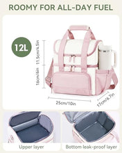 Load image into Gallery viewer, HOMESPON Double Layer Insulated Lunch Bag with Shoulder Strap, 12L, Pink

