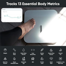 Load image into Gallery viewer, Wyze Smart Scale X - Digital Bathroom Scale for Body Weight, BMI, Body Fat, Muscle Mass, Heart Rate Monitor | ITO Glass &amp; LED Backlight | Batteries Included, 400 lbs (White)
