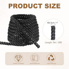 Load image into Gallery viewer, MECCANIXITY Battle Rope 50ft x 1 Inch Polyester Workout Rope Heavy Fitness Exercise Rope for Strength Training Home Gym Muscle Building, Black Yellow
