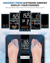 Load image into Gallery viewer, ABLEGRID Smart Body Fat Scale, Rechargeable Digital Bathroom Scale for Body Weight, Gradient Trends and Difference in Change Display, 22 Body Metrics, BMI, Muscle Mass, Heart Rate, Water Weight, 400lb
