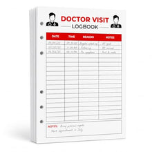 Load image into Gallery viewer, A5 Doctor Appointment Log Book Inserts, 6-Hole Medical Visit Refill Pages, 50 Sheets
