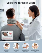Load image into Gallery viewer, Heated Neck Brace Cervical Collar - Neck Support Brace with Heating Pad, Soft Foam Wraps Keep Vertebrae Stable and Aligned for Relief of Cervical Spine Pressure for Women &amp; Men Gray (Small Size)
