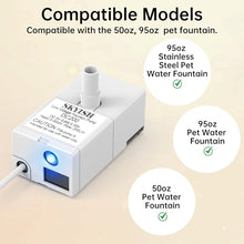Load image into Gallery viewer, Cat Water Fountain Pump for 50oz, 95oz Fountain, Ultra Quiet, USB Cable, LED Light and 6 Pack Pet Fountain Filters
