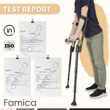 Load image into Gallery viewer, Famica FlexiCrutch for Adult (x2 Unit, Open Cuff) - Red Dot Design Award Winner, Adjustable Ergonomic Handles, Cuff, Height, Foldable, Lightweight and Non-Slip Forearm Crutches
