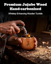 Load image into Gallery viewer, Birthday Gifts for Men Whiskey Glass, Bourbon Glass Gifts for Men Personalized Charred Wooden Bourbon Drinking Glass, Engraved Anniversary Groomsmen Gift for Men Dad Husband Him, Whiskey Tumbler Cup J
