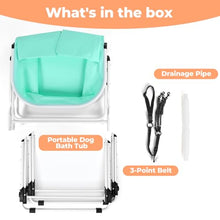 Load image into Gallery viewer, KITPLUS Portable Dog Bathtub, 5 Height Adjustable Dog Washing Station for Pet Shower and Grooming Foldable Bathing Tub with Storage &amp; Anti-Slip Design for Small Large Dogs Cats
