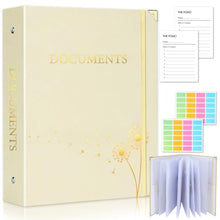 Load image into Gallery viewer, XKDOUS Important Document Organizer Emergency Binder Life Organizer Folio Folders with 9 Pockets Expanding File Storage Holder for Papers, Letters, Cards, Bills, Passports, Photos
