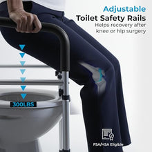 Load image into Gallery viewer, Toilet Safety Rails with Handles – Adjustable Toilet Safety Frame for Seniors, Handicap &amp; Disabled, Toilet Assistance for Elderly, Heavy-Duty Anti-Slip Support - Fits All Toilets (Black)

