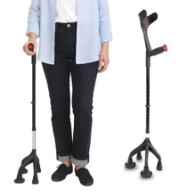 Load image into Gallery viewer, KMINA Quad Crutch for Women and Men (Sturdy 3.3 lbs), 4 Prong Forearm Crutches for Stability and Support
