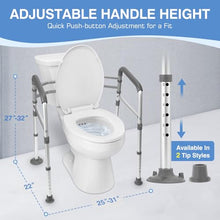 Load image into Gallery viewer, TABEKE Toilet Safety Rails for Seniors, Adjustable Height &amp; Width Toilet Safety Frames with Handles, Foldable Toilet Rails for Disabled Elderly Fit Most Toilets (w. Suction Cups)
