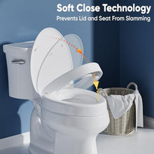 Load image into Gallery viewer, SAMODRA Raised Toilet Seat Riser, White, 3 Inch High Elevated Toilet Seat for Seniors, Soft Close, Easy Install &amp; Clean (Elongated)
