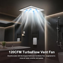 Load image into Gallery viewer, Gopper Ultra Quite Bathroom Exhaust Fan with Light, 120CFM, 1.0 Sones, 6500K, 1000LM, Easy Install, Energy Efficient, 10x10 Mount Ceiling Ventilation Fan

