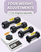 Load image into Gallery viewer, Adjustable Dumbbells Set, 4 in 1 Hand Weights Set for Women Men 10 LB Dumbbell Pair Each 2lbs 3lbs 4lbs 5lbs Weights Dumbbells Set with TPU Soft Rubber Handle for Home Gym Exercise Fitness - Black
