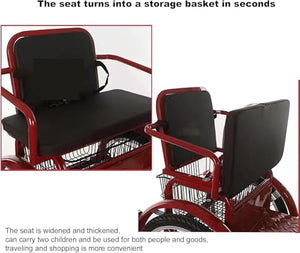Brown 1,14 inch, Adult Tricycle Old Age Scooter Pedal Tricycle Elderly Pedal Exercise Bike with to Carry People and Goods