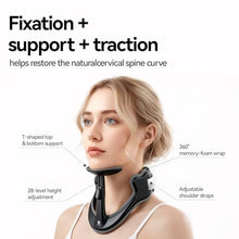 Load image into Gallery viewer, Owlprince Posture Corrector for Neck &amp; Cervical Spine Alignment - Memory Foam Support for Pain Relief, Tech Neck, 360° Adjustable Neck Collar, (Black, Large)
