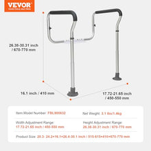 Load image into Gallery viewer, VEVOR Toilet Safety Rail, Bathroom Toilet Seat Safety Frame, Adjustable Width &amp; Height Fit Most Toilets, 300lbs Capacity, Medical Toilet Handles with Padded Armrests for Handicap, Elderly, Disabled
