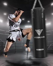Load image into Gallery viewer, ASBRAVO Punching Bag for Adults, 4ft PU Heavy Boxing Bag Set 12OZ Gloves for MMA Muay Thai Kickboxing Training Home Gym, Martial Art (Unfilled)-Black
