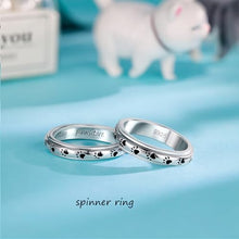 Load image into Gallery viewer, LYTTMAB Stay Pawsitive Ring Anxiety Ring for Women Spinner Ring, Sterling S925 Silver Fidget Ring Animal Cat Paw Dog Ring Size 6

