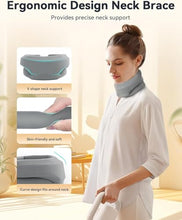 Load image into Gallery viewer, Heated Neck Brace Cervical Collar - Neck Support Brace with Heating Pad, Soft Foam Wraps Keep Vertebrae Stable and Aligned for Relief of Cervical Spine Pressure for Women &amp; Men (Small Size) Grey
