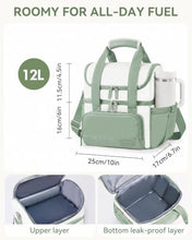 Load image into Gallery viewer, HOMESPON Double Layer Insulated Lunch Bag with Shoulder Strap, 12L, Green
