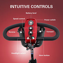 Load image into Gallery viewer, Metro Mobility 4 Wheel Foldable Mobility Scooter for Adults - 300 lbs Capacity Powered Mobility Scooters for Seniors, Travel - High-Performance Operation &amp; Intelligent Electromagnetic Brake - Red

