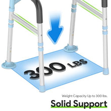 Load image into Gallery viewer, Delog Toilet Safety Rails 300 lb - Adjustable Toilet Safety Frame &amp; Rails, Toilet Safety Rail for Elderly Adults, Toilet Handles for Seniors, Toilet Bars for Elderly &amp; Handicap (Blue)
