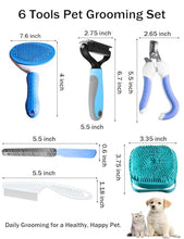 Load image into Gallery viewer, Dog Cat Grooming Kit, Brushes, Dematting Rake and Comb, Nail Clipper, Nail File, Flea Comb (Blue 6 Kits)
