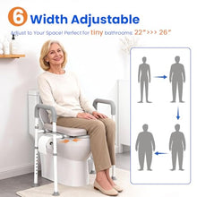 Load image into Gallery viewer, Raised Toilet Seat with Handles - Width &amp; Height Adjustable Toilet Seat Risers for Seniors

