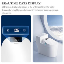 Load image into Gallery viewer, XCQQ Electric Bidet Toilet Seat with Remote, Heated Toilet Seat, Instant Warm Water, Warm Air Dryer, Rear &amp; Feminine with Oscillating Cleansing, Night Light, Slow Close Lid, LED Display - Round
