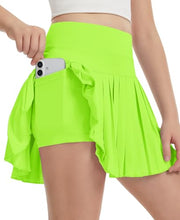 Load image into Gallery viewer, DOCUMO Pleated Skirts for Girls with Pocket Shorts Girls Athletic Golf Tennis Skorts Hight Waisted Skirts for Running Casual (Neon Green, X-Large)
