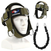 Load image into Gallery viewer, Fitness Neck Head Harness Trainer, Adjustable Chin Strap and Head Harness Strength with 30 Lb Resistance Bands, Neoprene Neck Exerciser for Weight Lifting, Home and Gym Use, Green
