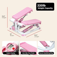 Load image into Gallery viewer, Sunny Health &amp; Fitness Mini Stepper, Compact Home Workout Equipment for Legs &amp; Glutes-Pink
