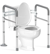 Load image into Gallery viewer, Soundfuse Toilet Safety Rails for Seniors, Adjustable Toilet Handles for Elderly and Disabled, Foldable Handicap Toilet Safety Frame Fit Any Toilets (350 LB)
