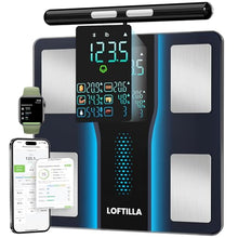 Load image into Gallery viewer, LOFTILLA Smart Scale for Body Weight, 8-Electrode Bluetooth Bathroom Scale with BMI Body Fat Muscle Mass, 50+ Full Body Composition Metrics, High Accurate Scales with 5.4" Large LED Display Black
