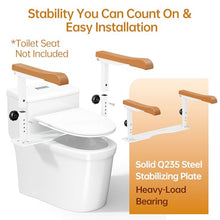 Load image into Gallery viewer, Simple Project 15.7" Toilet Safety Rails for Seniors, Flipped 90°＆Adjust Heigh Toilet Seat Handle, Super Sturdy 500LBS Toilet Safety Frame for Disabled or Mobility Issues, Grab Bars Arms(Brown)
