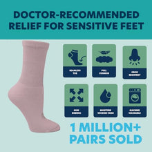 Load image into Gallery viewer, Doctor's Choice Diabetic Socks for Women, Non Binding Extra Wide Crew, Seamless Toe, Loose Fit, Cushioned Support, Neuropathy Relief, Wide Toe Box, Swollen Feet, 4 Pairs 9-11, Medium (Pink/Purple)
