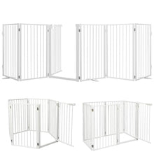 Load image into Gallery viewer, Snagle Paw Full Metal Freestanding Dog Gate with Door, 120” W x 32” H Pet Gate with Support Feet for Doorways, Stairs and Hallways, Portable Dog Fence for Indoor Use(32" 6 Panel, White)
