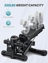 Load image into Gallery viewer, Steppers for Exercise at Home, Mini Stepper with Resistance Bands, Portable Stair Stepper 330LBS Weight Capacity, Adjustable Height Stepper Machine with LED Monitor for Full Body Workout
