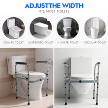 Load image into Gallery viewer, Toilet Safety Rail for Seniors – Adjustable &amp; Foldable Toilet Safety Frame with Padded Handles, Stand Alone Bathroom Safety Rail &amp; Toilet Support for Elderly, Fits Most Toilets, 350 lb Capacity
