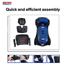 Load image into Gallery viewer, Metro Mobility 4 Wheel Powered Mobility Scooter for Seniors - 300 lbs Capacity Electric Mobility Scooter for Adults - Long Range Power Extended Battery with Thickened Seat and USB Charging Port - Blue
