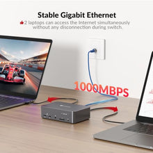 Load image into Gallery viewer, AV Access KVM Switch Dock 2 Monitors 2 Laptops, 4K KVM Switch Dual HDMI Monitor, 2 USB-C MST Ports, 60W PD for Each PC, 1G Ethernet, EDID Emulation, 2K@144Hz,1080P@240Hz,Ideal for Home Office
