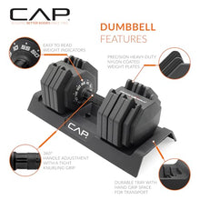 Load image into Gallery viewer, CAP Barbell 55 lb Pair of Adjustable Dumbbells with Full Rotation Black Handle
