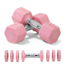 Load image into Gallery viewer, Adjustable Dumbbell Set of 2 Total 20 Lbs 4-in-1 Each 4lb 6lb 8lb 10lb 1s-Adjust Dual-Stable Free Weights for Women Men Home Gym Outdoor Workouts (Pink [20LBS Total])
