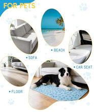 Load image into Gallery viewer, YAOGEG Upgraded Dog Cooling Mat for Dogs&amp; Cats,Ice Silk Self Cooling Mat for Dogs(Q-Max>0.5),Washable Breathable Non-Slip Summer Dog Bed Mats for Crate Car Sofa Indoor Outdoor,Light Blue 35.4×27.5in
