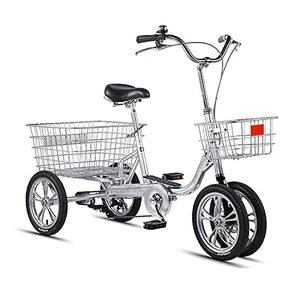 14 Inch 4 Wheel Cruiser Bike Adult Tricycle with Large Basket & Seat Backrest for Recreation Shopping Picnics Exercise Cycling Pedalling